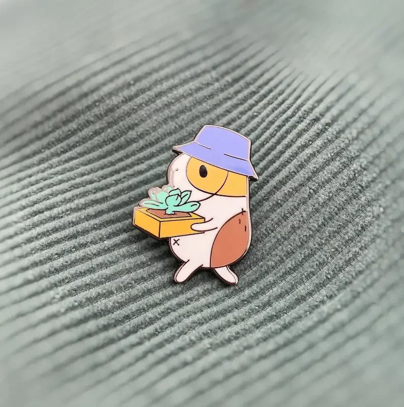 Guinea Pig with Succulent   Enamel Pin  anime pins  brooch  cute