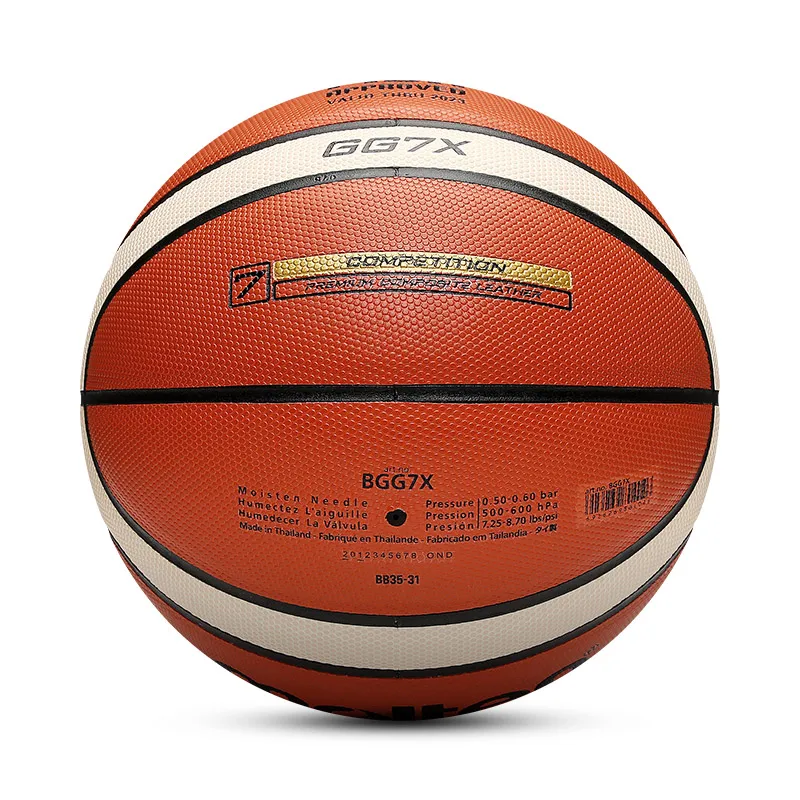 Molten Original GG7X basketbal standaard maat 7, vochtabsorberend zacht PU, uitstekende grip indoor wedstrijdtraining basquetbol
