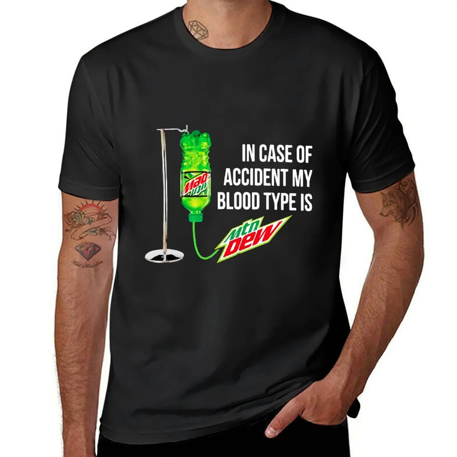 in case of Accident My Blood Type is MTN Dew Mens Cotton T-Shirt blanks new edition blacks slim fit t shirts for men