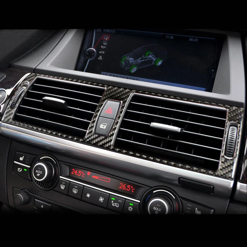 Carbon Fiber For BMW E70 E71 X5 X6 Interior Gearshift Air Conditioning AC CD Panel Reading Light Cover Trim Sticker Accessories