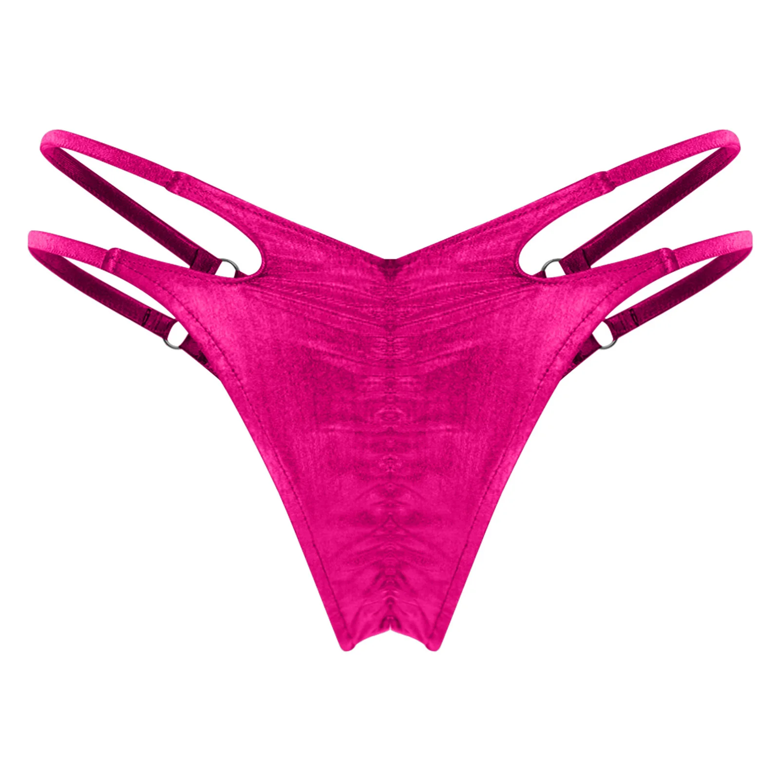 إمرأة لامعة معدنية صفيق ملابس داخلية بيكيني ملابس السباحة ملخصات سراويل O-خواتم الجوف خارج مزدوجة حزام السباحة ملخصات سراويل