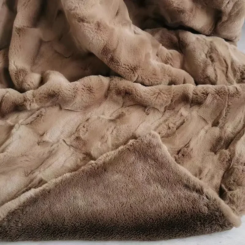 Faux Fur Mink Blankets Double Layers 100% Acrylic Soft Warm Thick Throw Sofa Bed Home Decoration Fleece Blankets