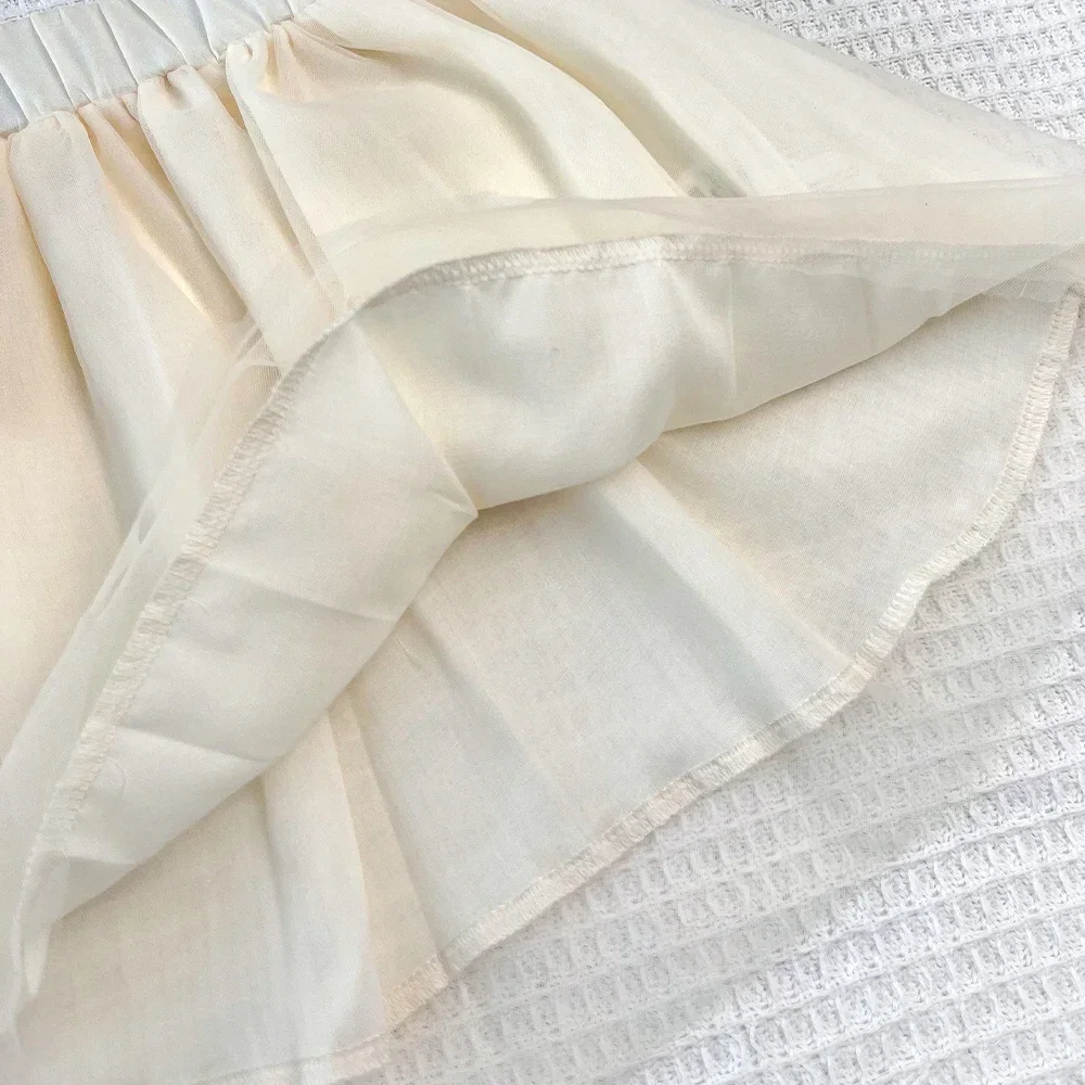 Herbstmode Neue Mädchenkleidung Khaki Schleifen-Oberteil mit Langen Ärmeln + Weißer Netzrock Koreanische Freizeitkleidung für Kinder Zweiteiliges Set – Detail 7