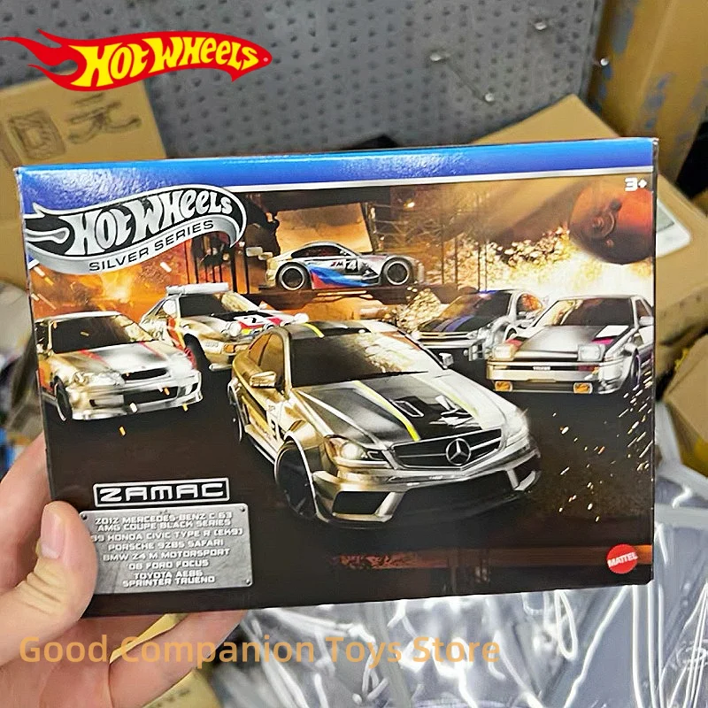 

Original Hot Wheels Silver Series ZAMAC 1/64 Diecast Cars Toy Set - Includes Ford Focus Honda Civic Toyota Ae86 Mercedes Benz