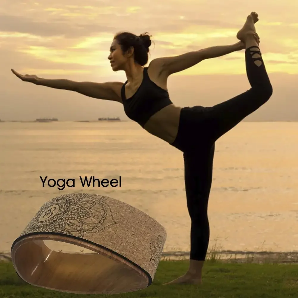 Yoga Wheel Natural Cork Yoga Wheel Circle Fitness Pilates Wheels Bent Back Stretch Cork Solid Yoga Training Tool