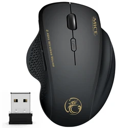 Souris d'ordinateur optique ergonomique sans fil avec récepteur USB, souris PC, 6 boutons, 2.4 mesurz, 1600 ug I, ordinateur portable