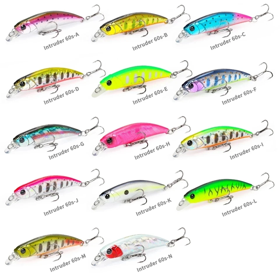 TSURINOYA  Sinking Minnow Fishing Lure INTRUDER 60S  60mm 6.5g Artificial Hard Baits Trout Pike Bass Jerkbait Wobbler