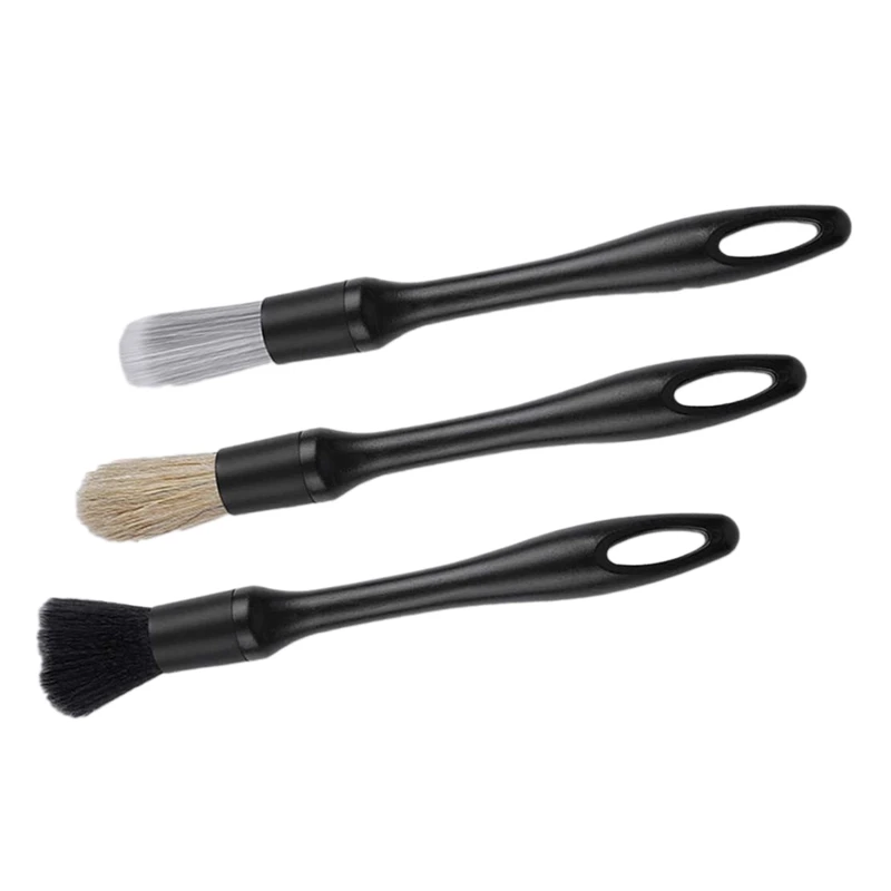 

3 Pack Car Detailing Brush Kit Auto Detail Brush Set Automotive Interior Exterior Microfiber Detailing Brushes