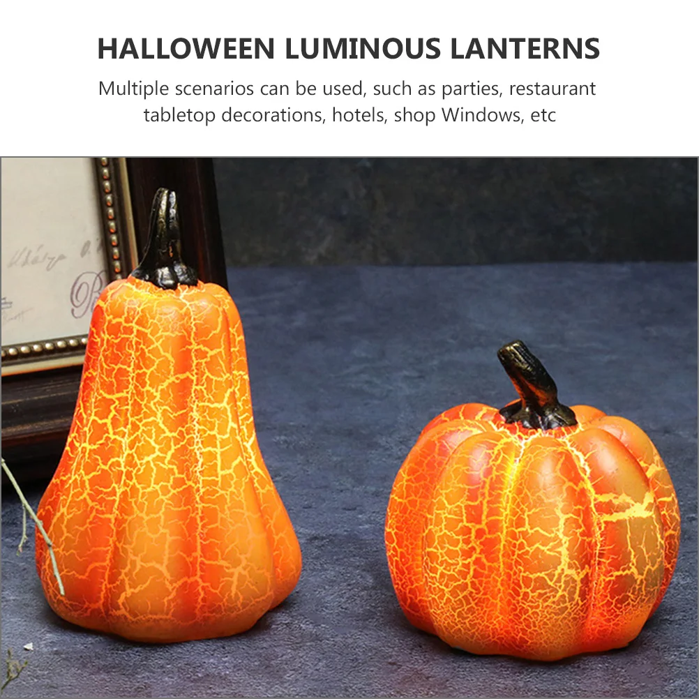 

2Pcs Resin Halloween Pumpkin Lights Adornment Party Decoration Night Lamp