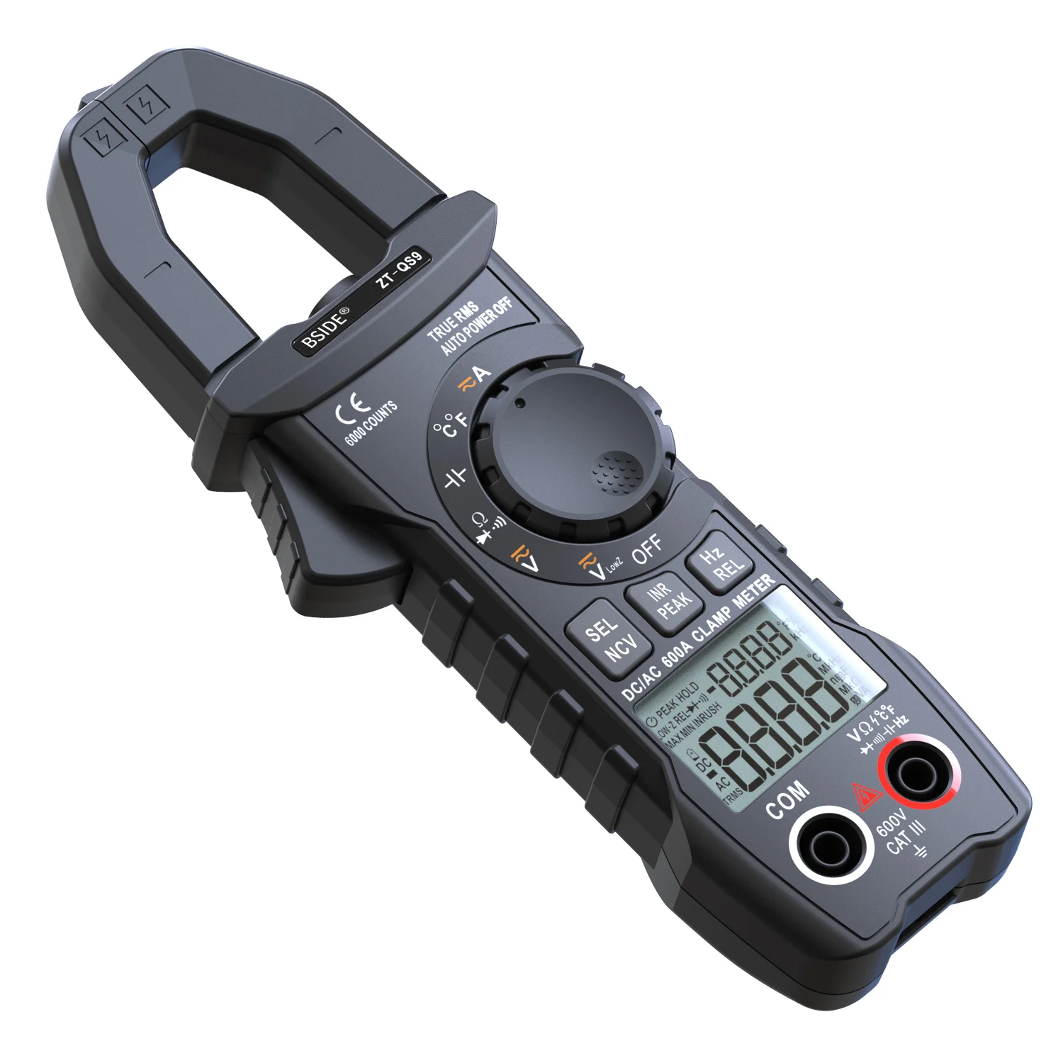DC AC 600A Digital Clamp Meter True RMS Ammeter Pliers Inrush Current Smart Auto Rang Profession Multimeter Voltage Ohm Tester