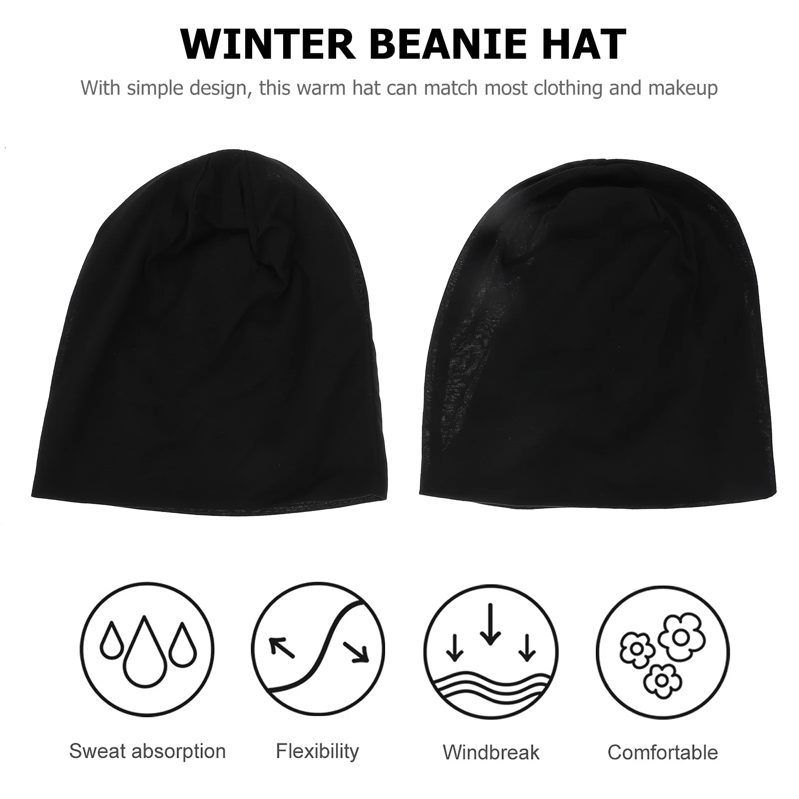 

2Pcs Warm Winter Beanie Hat Soft Stretch Skull Cap Unisex Men Women Warm Skull Caps Cold Season Wear Women Men Hat