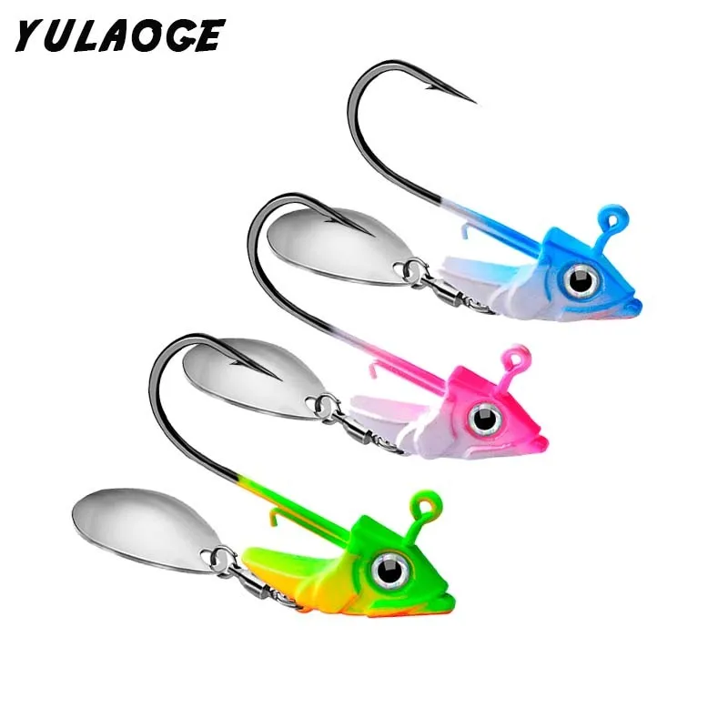 Lure fish head hook Soft bait fishing hook Wobbler Crochet hooks Anti-hanging bottom hook All for fishing 10.5G/15G five colors