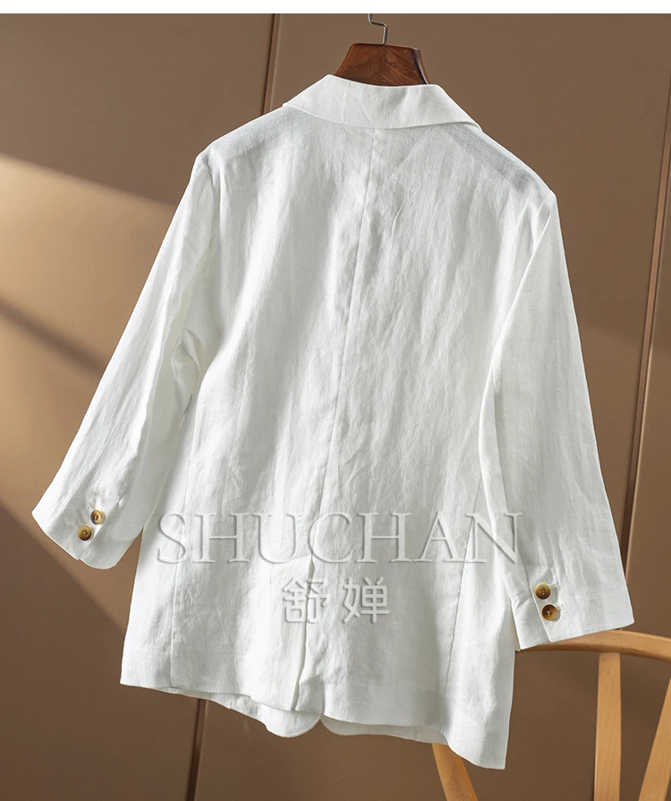 Commuter Comfort, High-texture Linen, One-button Seven-quarter-sleeved Blazer Women 7W52 Thin Summer  Blazer Women