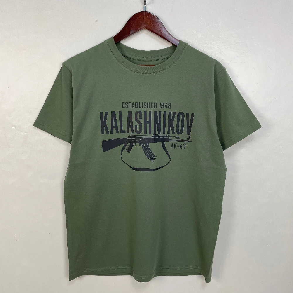 Vintage Classic Man Ak 47 TShirt Casual Fashion Military Fan Printed Cotton Shirt Summer O-neck Breathable Short-sleev Camisetas