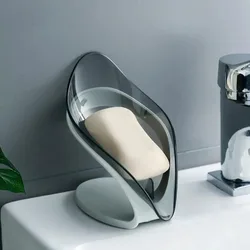 1-2Pcs Wall Soap Dish for Bathroom Items Soap Drain Rack Standing Suction Cup Leaf Shape Punch-free Holder Things the Products