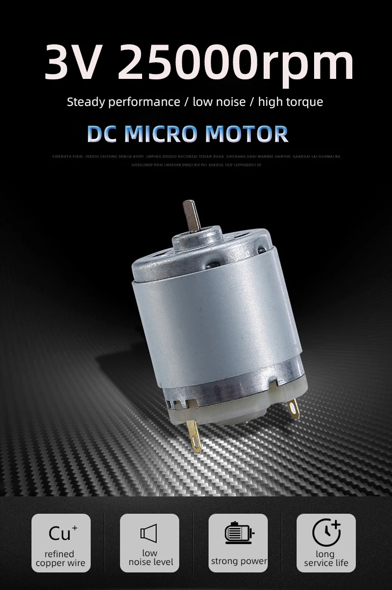 Moteur synchrone tubulaire Hight Rpm Dc775 360 365 12v, moteur de ventilateur 100000 tr/min