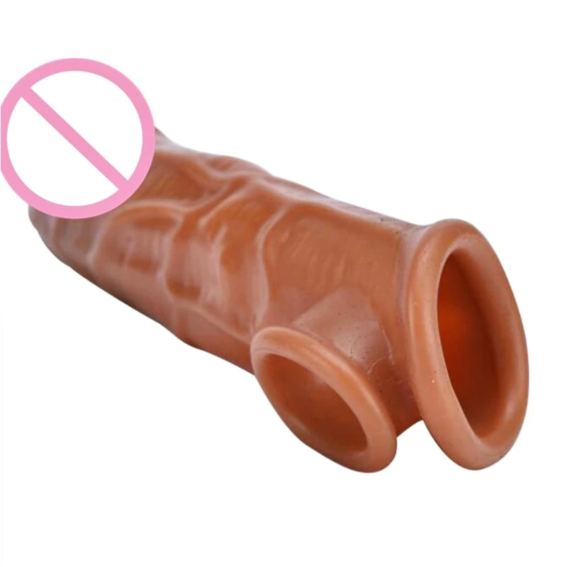 Soft TPE Penis Sleeve Extender Capa Peniana Enlargement Extensor De Pene Extension Adult Toys For Men Sexy Juguetes Sexulaes