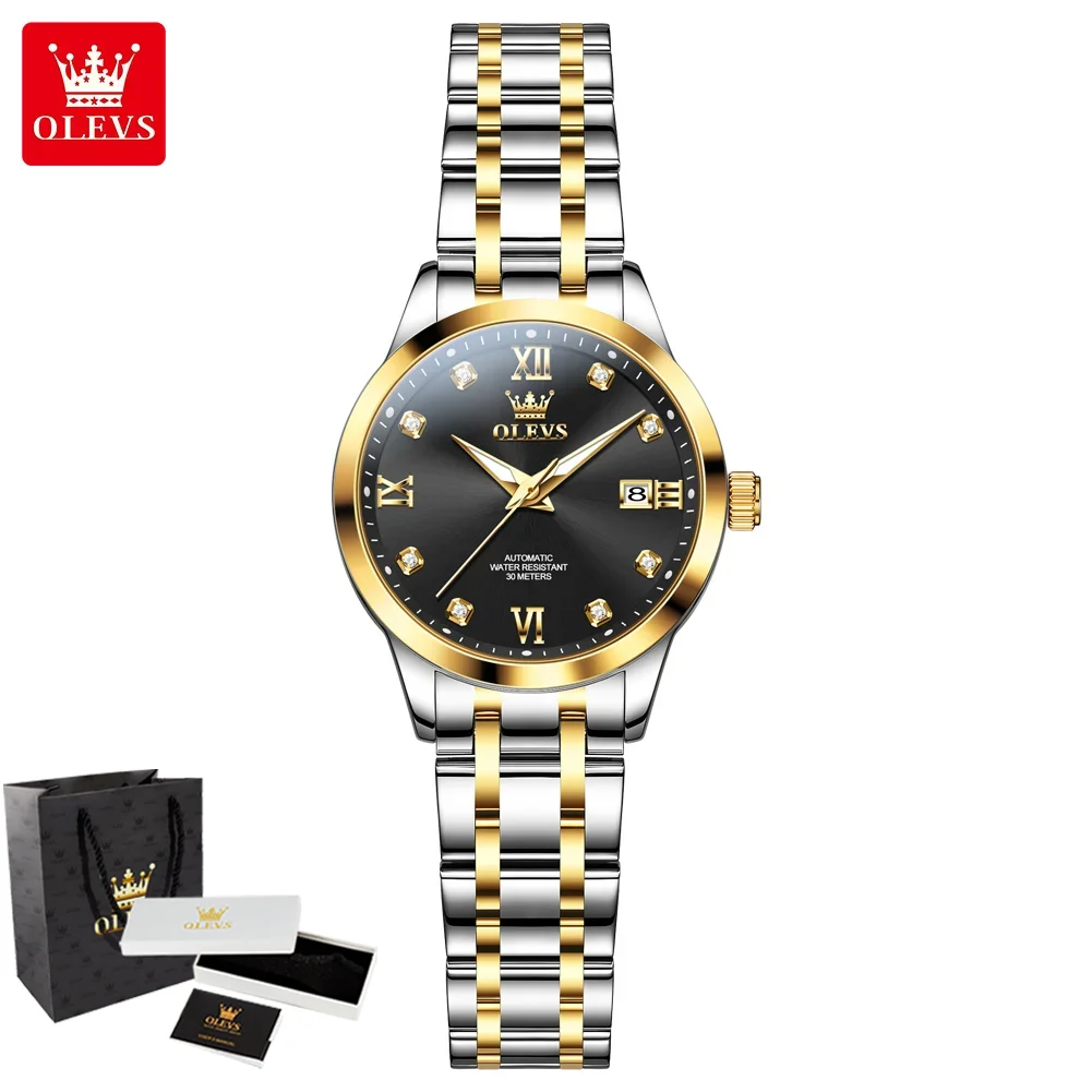 

OLEVS 9946 Женские механические наручные часы с подарочной коробкой, оригинальные роскошные автоматические женские часы