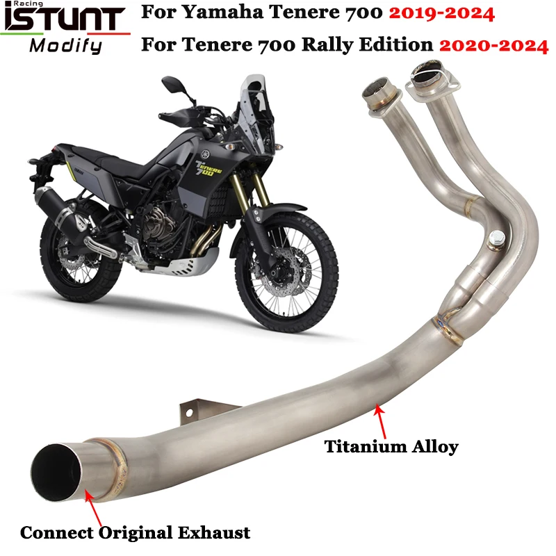 For Yamaha Tenere700 2019 Tenere 700 Rally Edition 2020-2024 Motorcycle Exhaust Escape Titanium Alloy Slip On Front Link Pipe