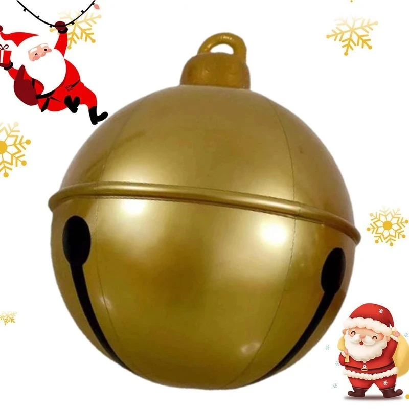 

2023 Christmas Decoration Bell Balloons Inflatable Christmas Ball Outdoor 24inch PVC Yard Christmas Tree Decor Party Decoration