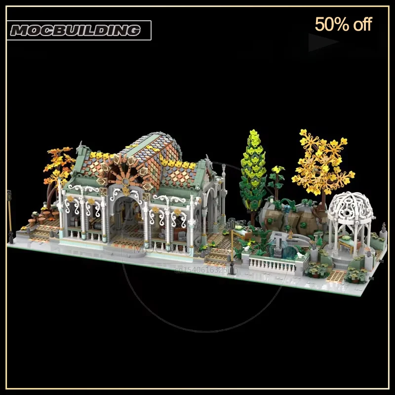 Elven Market Hall MOC Building Blocks10316 تعديل القلعة العمارة نموذج التكنولوجيا الطوب جمع اللعب هدايا عيد الميلاد