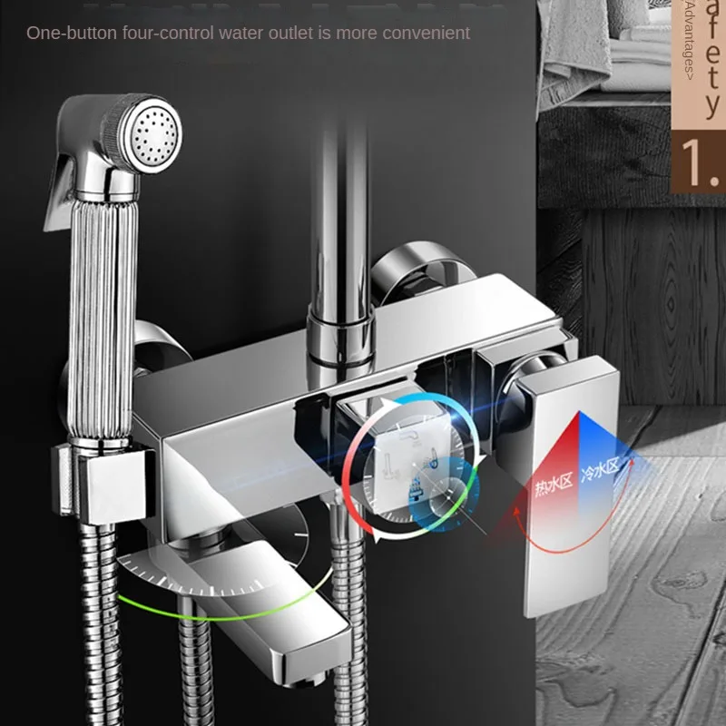 Imagem -06 - Todo o Cobre Chuveiro Cabeça Ajustada para o Banheiro Temperatura Constante Agregado Familiar Pulverizador Superior Acessórios
