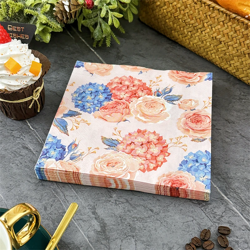 

Floral Printed Napkins Hotel Restaurant Table Cloth 33cm Household Wood Pulp Coloured Paper Towels 20pcs/pac Paper Napkins Cheap