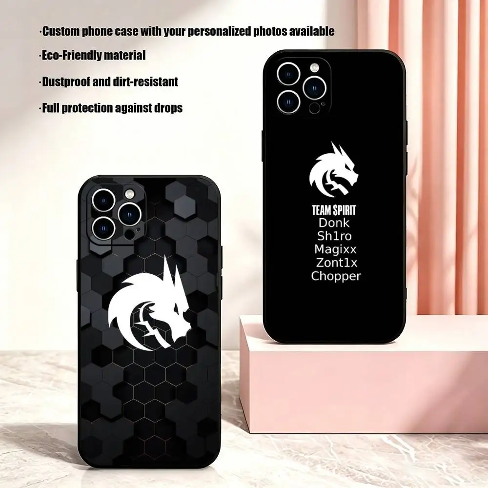 Funda para Teléfono con Diseño de CS2 Team Spirit para iPhone 17, 16, 15, 14, 13, 12 Pro Max, Otras Fundas Negras Suaves