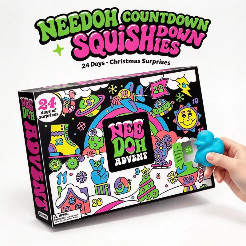 NeeDoh 2026 Christmas Advent Calendar 24 Day Countdown Surprise Box 3D PVC Fidget Doll Stress Relief Squeeze Holiday Gift