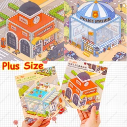 Lovely Grand Hotel Size Double Layer Landscape 2.5D Cabin Scene Sticker Diy 3d House Stickers for Adult Kid Relief Stress