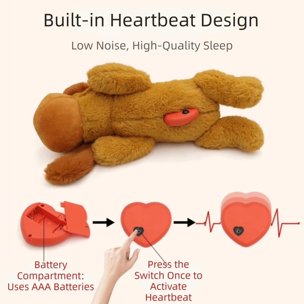 Heartbeats Simulator Sleep Aid Realistic Comfortable Pet Durable Calming Heartbeats Sound Behavioral Training Dog