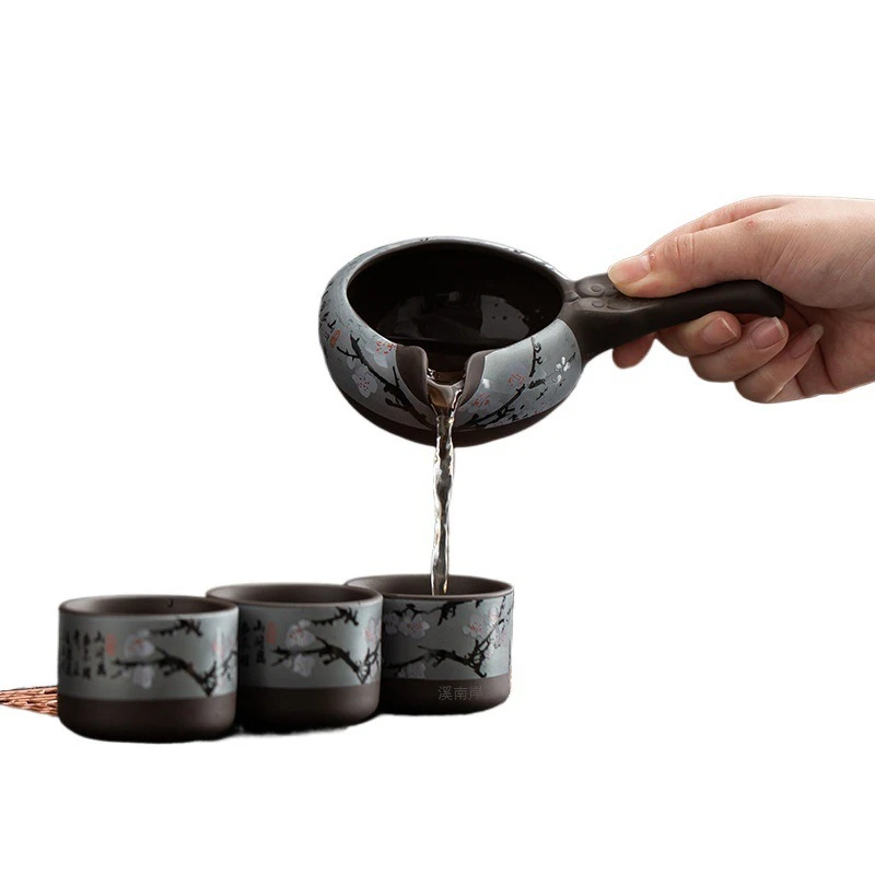 

Purple sand rotating kung fu tea set home ceramics simple and light luxury