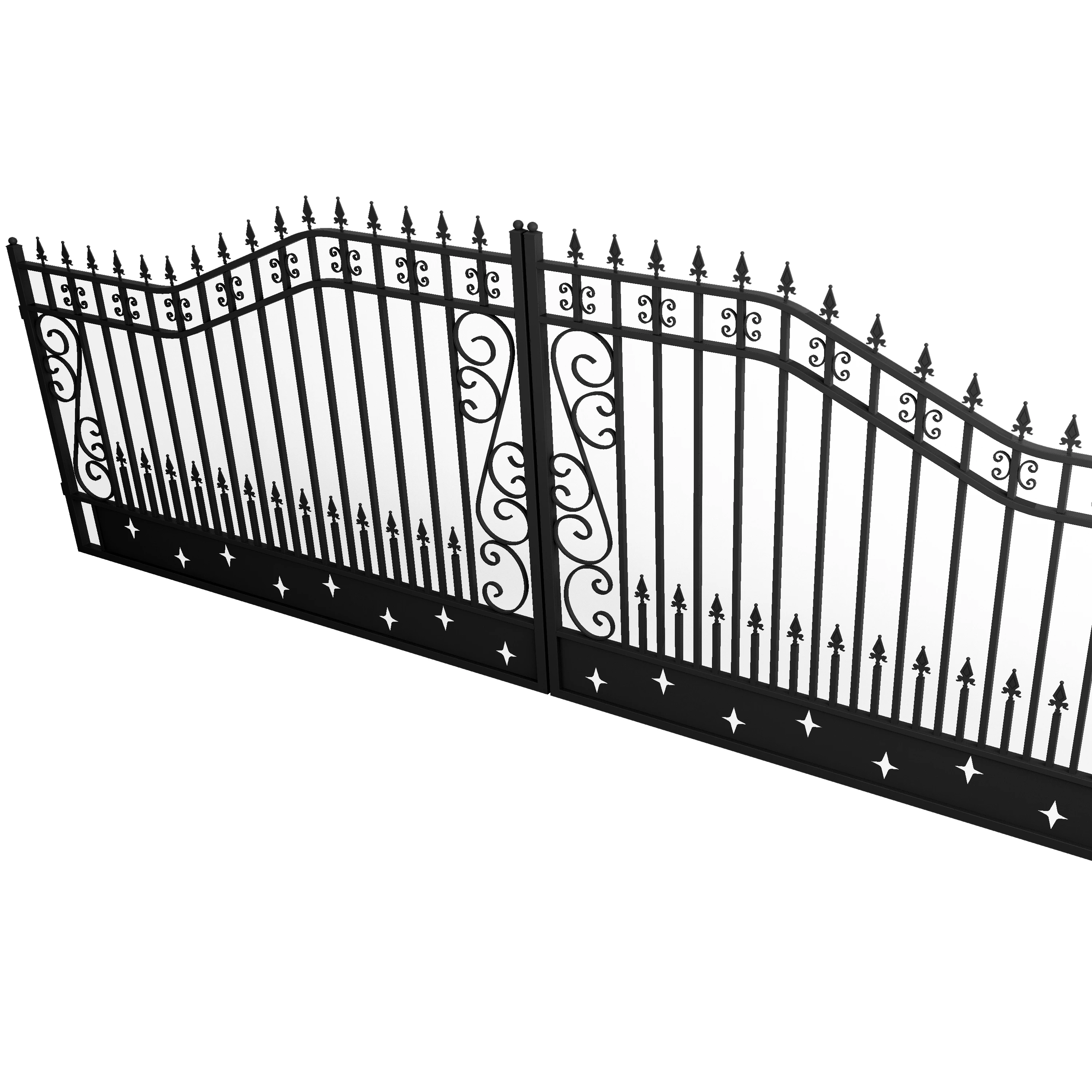 Customization Hot Galvanized Wrought Iron Gates for Villa Manufacturers Entrance Garden Driveway Gate