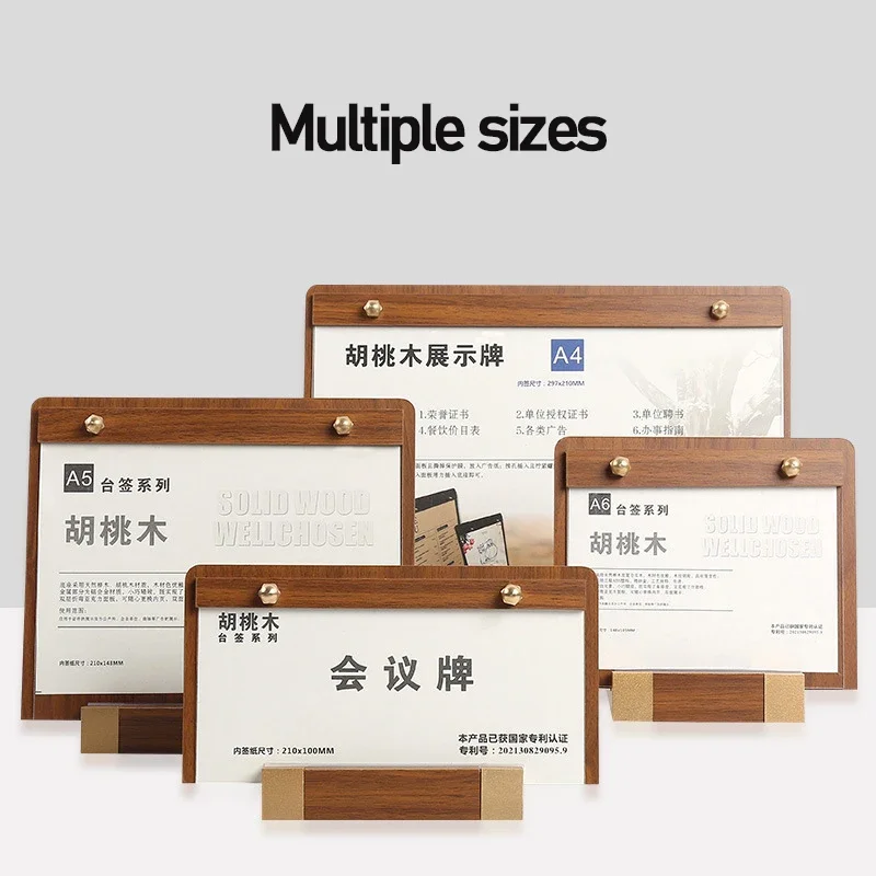 Solid Walnut Wood Menu Clipboard A4/A5 Solid Wood Display Board High-grade Coffee Price List Menu Display Board Design Printing