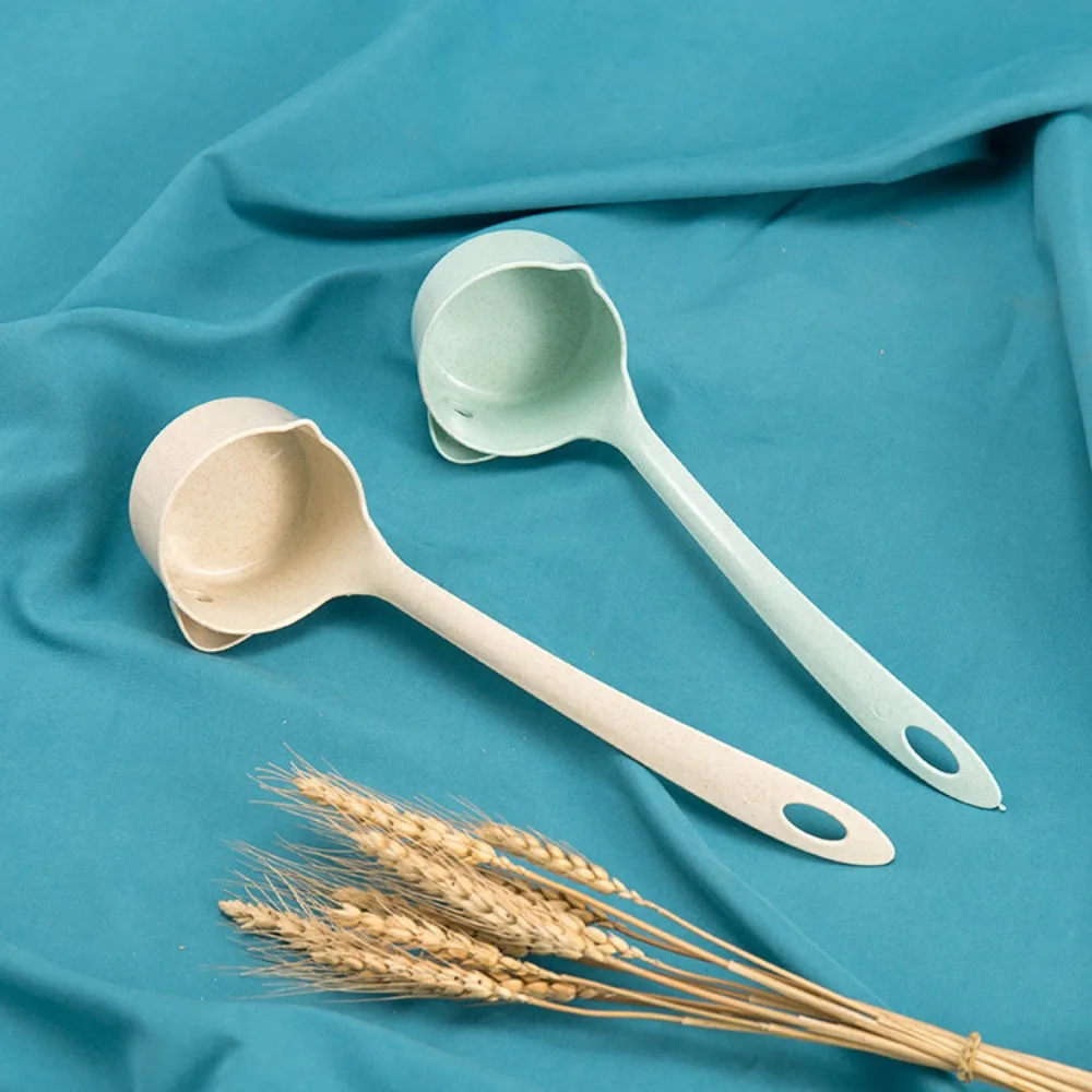 Handle Soup Spoon Soup Oil Separator Spoon Colander Spoon Filter Grease Spoon Wheat Straw Kitchen Gadgets Tableware Spoon
