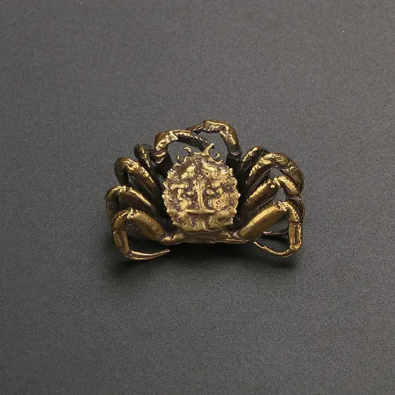 Retro Bronze Crab รูปปั้นชาสัตว์เลี้ยงเครื่องประดับทองแดงบริสุทธิ์ Solid สัตว์ Miniature Retro ถังปลาอุปกรณ์ตกแต่ง Figurines