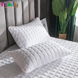 Soft Anti-Mite Quilting Process Pillowcase Solid Quilted Cotton Bedroom Home Decoration Pillow Cover White Blue Pink 48x74cm