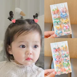 10piece/set Mini Cute Hairband for Baby Girl Boy Ins Kroean Small Cartoon Floral Fruit Hair Rope Hair Accessories for Baby Girls