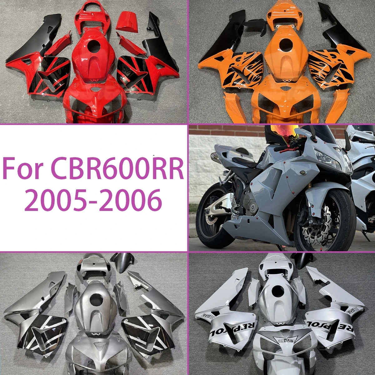 

Fit for 2005 2006 Honda CBR600RR Models Motorcycle Accessories Fairings Plastic Kits 05 06 CBR 600RR Fairing Set YJ01