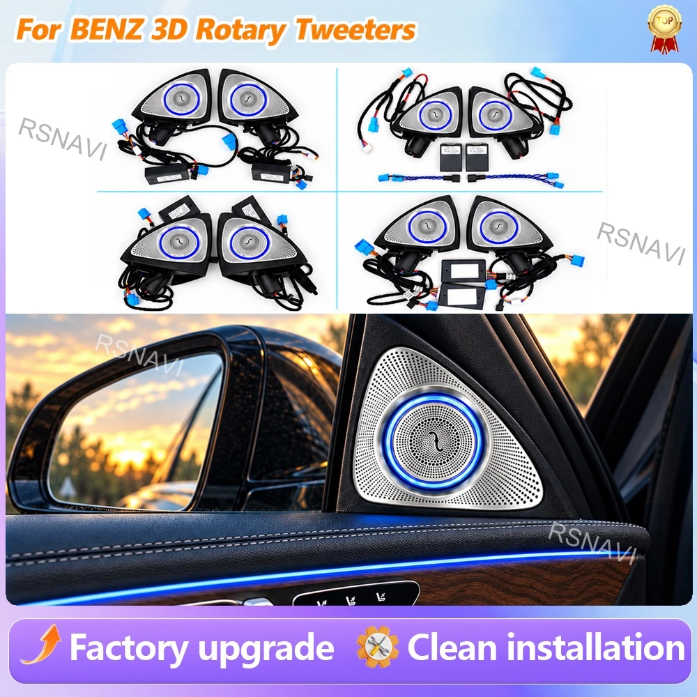 64 Colors Led Rotating Tweeter Speaker For benz C Glc E S W205 W213 W222 X253 Rgb Led Ambient Light 3d Horn Accessory