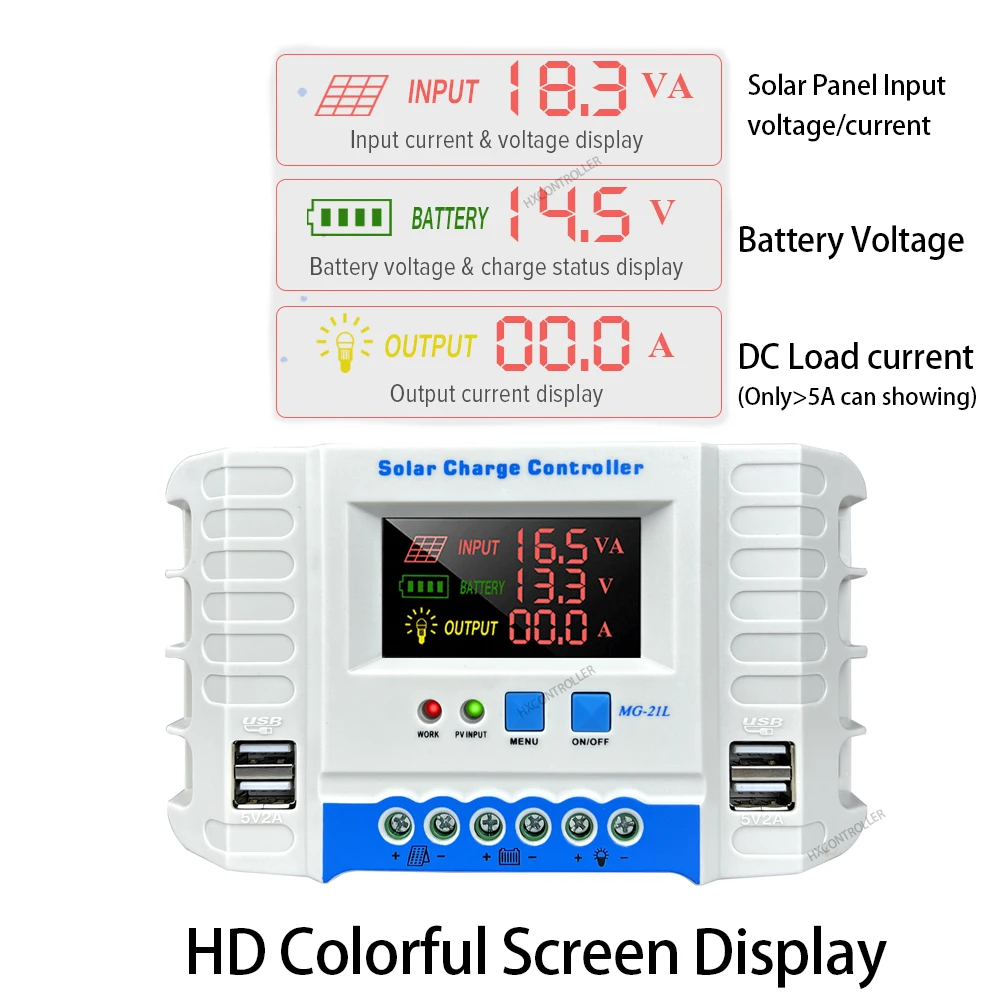 High Quality PWM 20A 30A 40A Solar Panel System Charge Controller 12V 24V PV Battery Regulator With Colorful HD Display