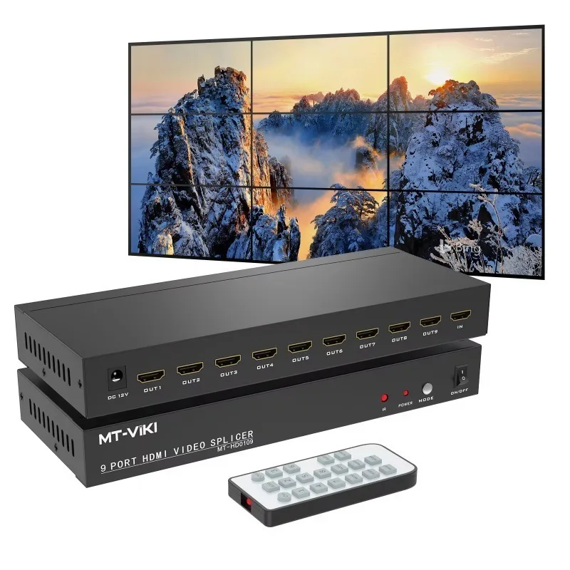 Video Wall Controller 3x3, HDMI Video Wall Support UHD 4K Input & 1080P Output For 9 TV Splicing Display