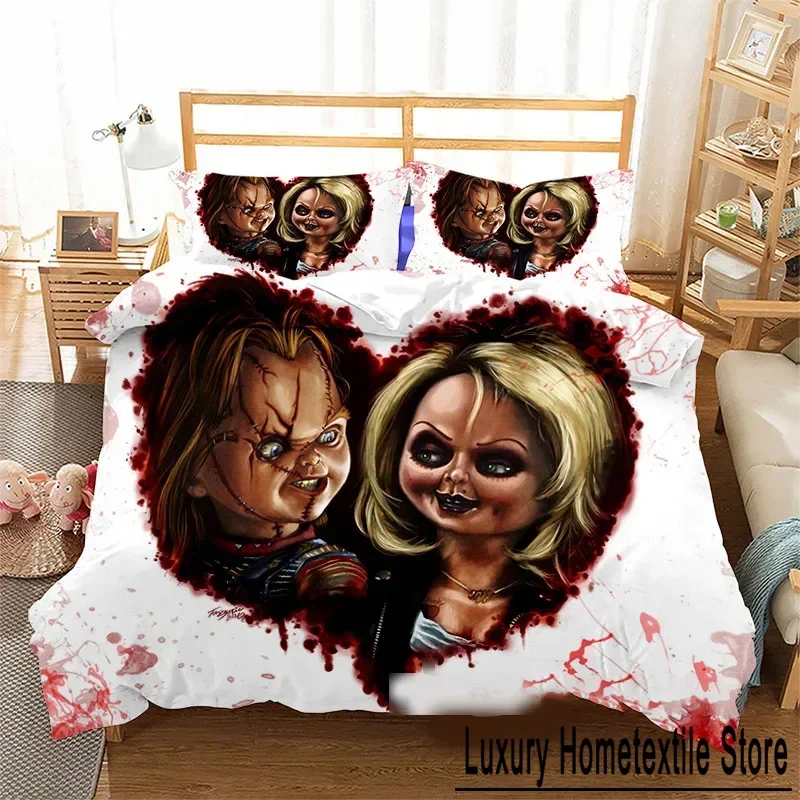 Horror Movie Chucky Bedding Set Boys Girls Twin Queen Size Duvet Cover Pillowcase Bed Kids Adult Fashion Home Textileextile