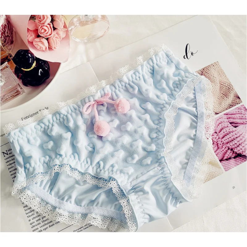 Lovely Cute Underwear for Girls Gentle Warmth Love Plush Underwear for Winter Comfortable Bread Underwear for Women