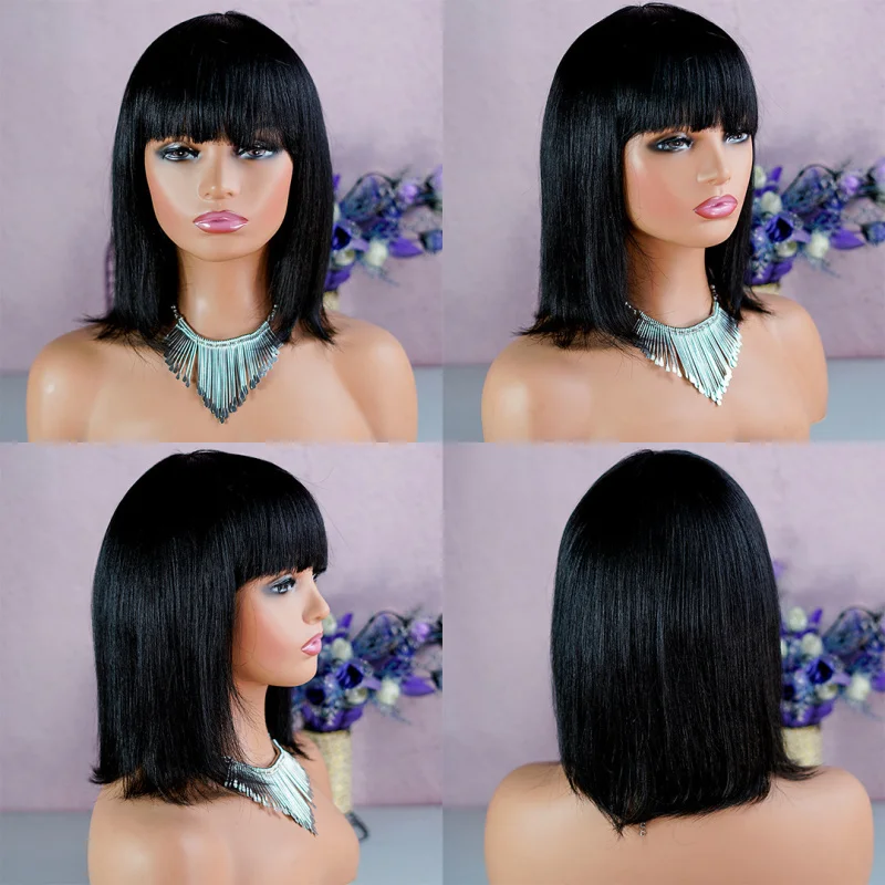 

Bob hairstyle European and American women, short straight hair, high-temperature synthetic fiber full wig, suitable for ever