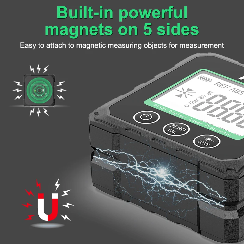 R&D PT180 PT181 Laser  Digital Protractor Angle Measure Inclinometer 3 in 1 Laser Level Box Type-C Charging Angle meter for home