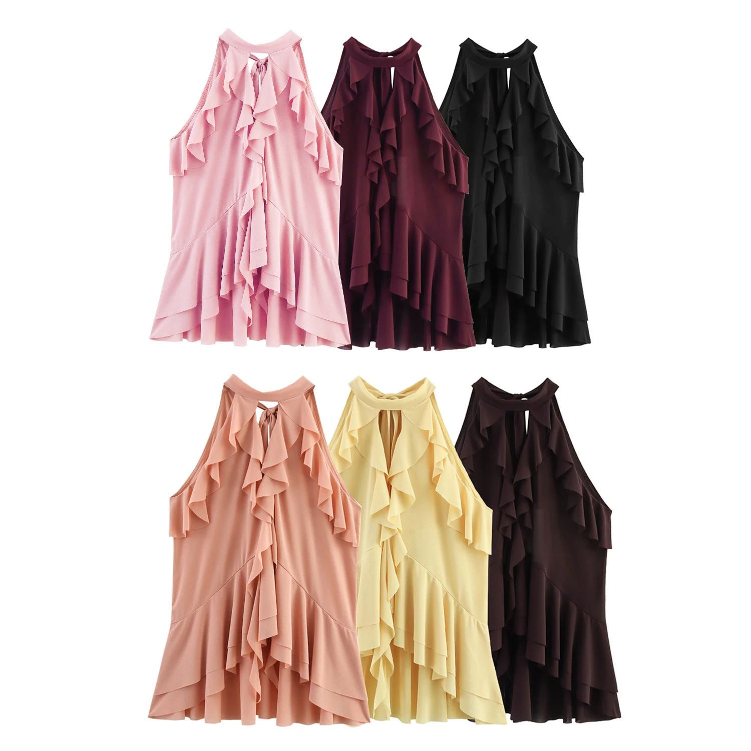 

European and American style 2025 new layered design fashionable and versatile sleeveless casual chiffon top