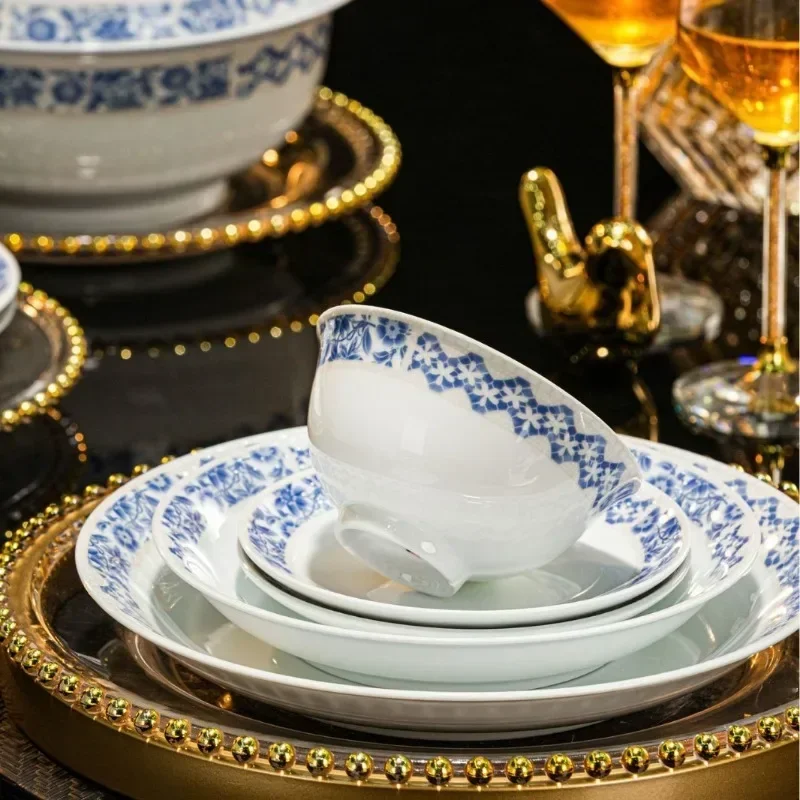 DSA  Glaze Middle Color French High Temperature White Porcelain Tableware New Simple Rice Bowl High Value Bowl Plate Set Plate