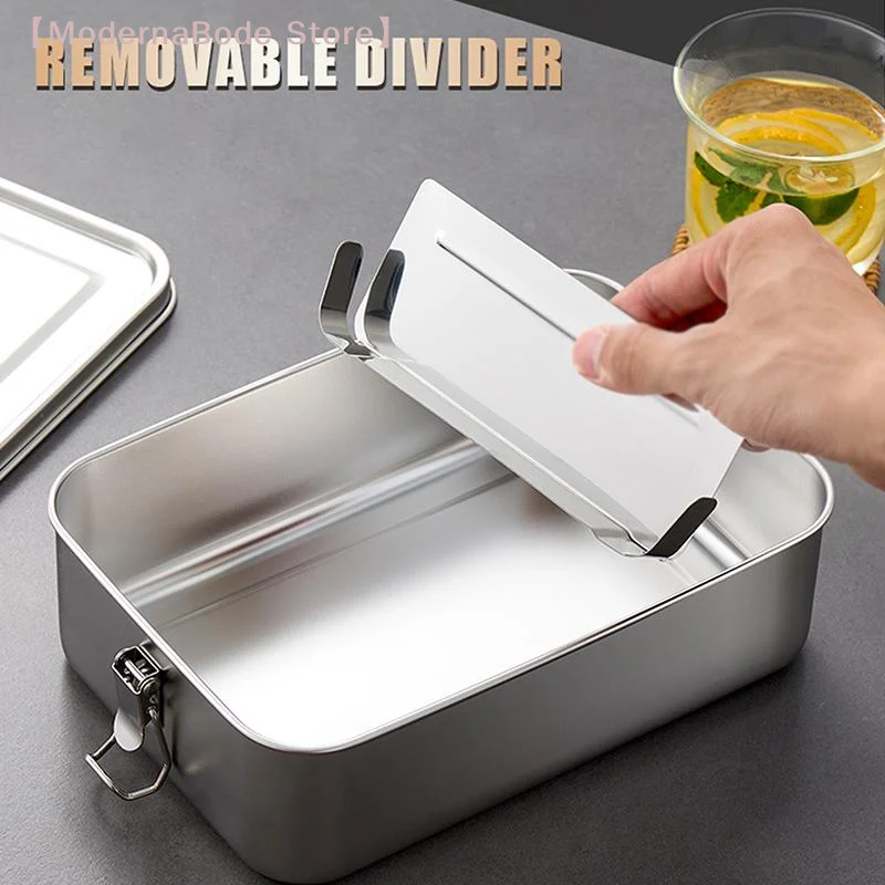 【M】304 Stainless Steel Lunch Box Bento Box Metal Food Storage Container With Locking Clasp Suitable For Work And School