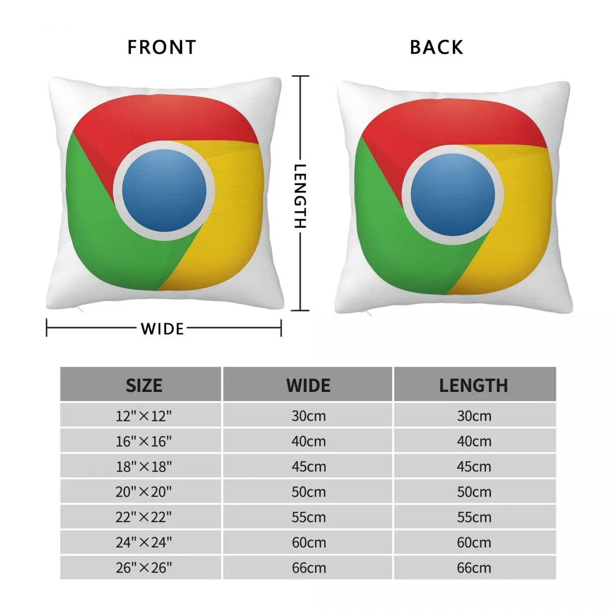 Google Chrome Browser Icon Square Pillowcase Polyester Linen Velvet Printed Zip Decorative Pillow Case Home Cushion Cover
